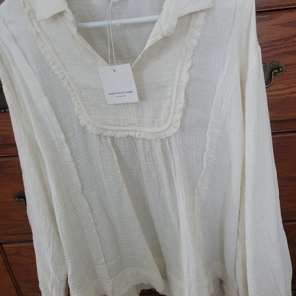 Cream Textured Blouse NWT.